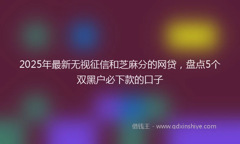 2025年最新无视征信和芝麻分的网贷，盘点5个双黑户必下款的口子