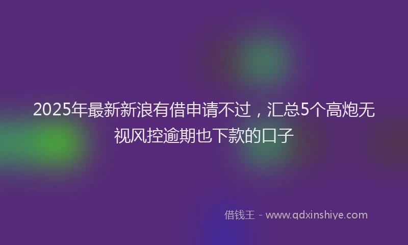 2025年最新新浪有借申请不过，汇总5个高炮无视风控逾期也下款的口子