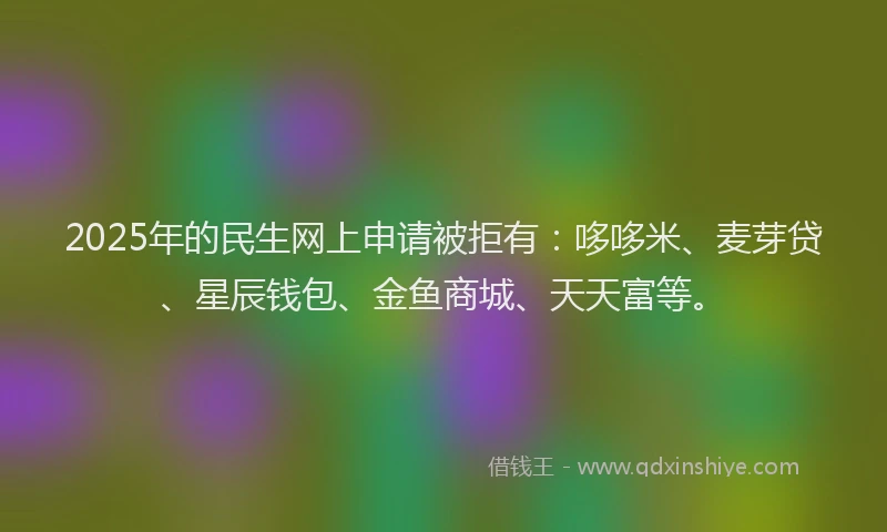 2025年的民生网上申请被拒有：哆哆米、麦芽贷、星辰钱包、金鱼商城、天天富等。