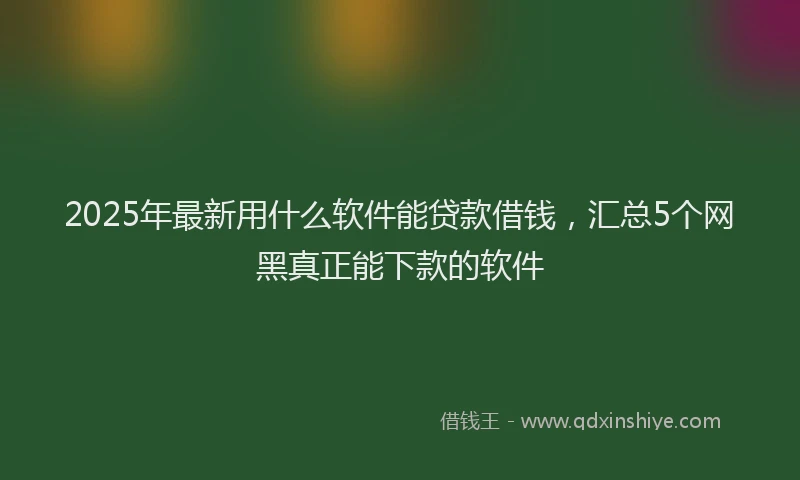 2025年最新用什么软件能贷款借钱，汇总5个网黑真正能下款的软件