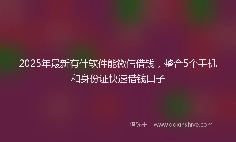 2025年最新有什软件能微信借钱，整合5个手机和身份证快速借钱口子