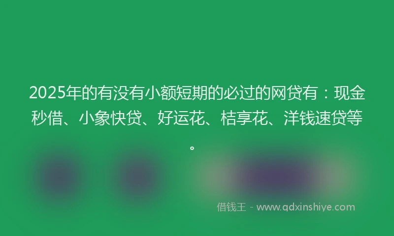2025年的有没有小额短期的必过的网贷有：现金秒借、小象快贷、好运花、桔享花、洋钱速贷等。