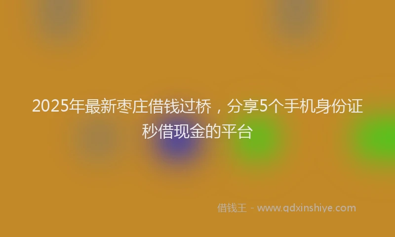 2025年最新枣庄借钱过桥，分享5个手机身份证秒借现金的平台