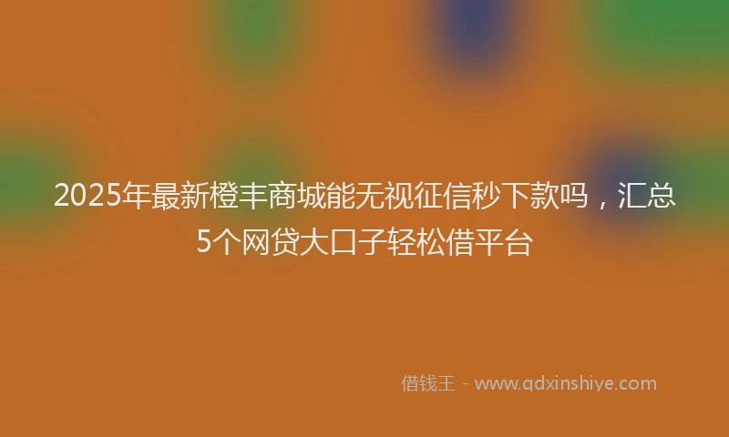 2025年最新橙丰商城能无视征信秒下款吗，汇总5个网贷大口子轻松借平台
