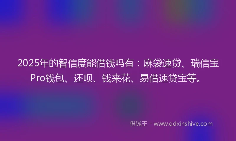 2025年的智信度能借钱吗有：麻袋速贷、瑞信宝Pro钱包、还呗、钱来花、易借速贷宝等。