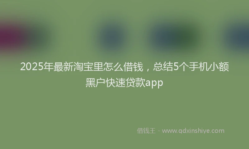 2025年最新淘宝里怎么借钱，总结5个手机小额黑户快速贷款app