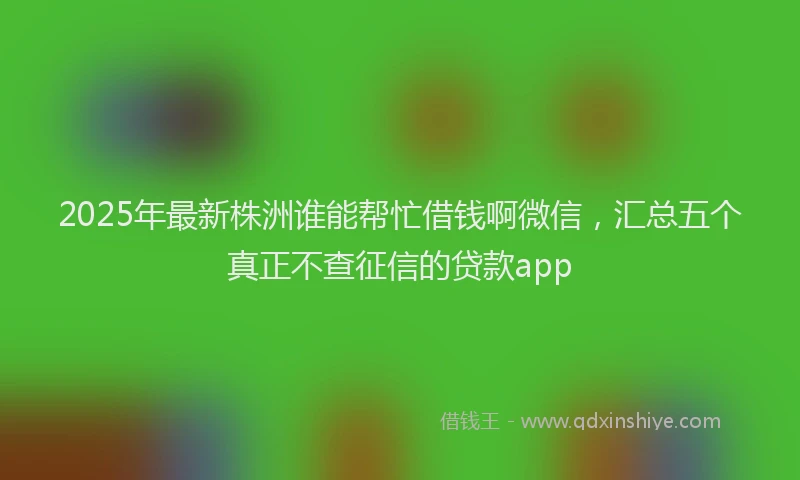 2025年最新株洲谁能帮忙借钱啊微信，汇总五个真正不查征信的贷款app