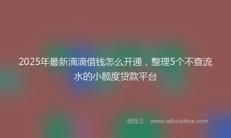2025年最新滴滴借钱怎么开通，整理5个不查流水的小额度贷款平台