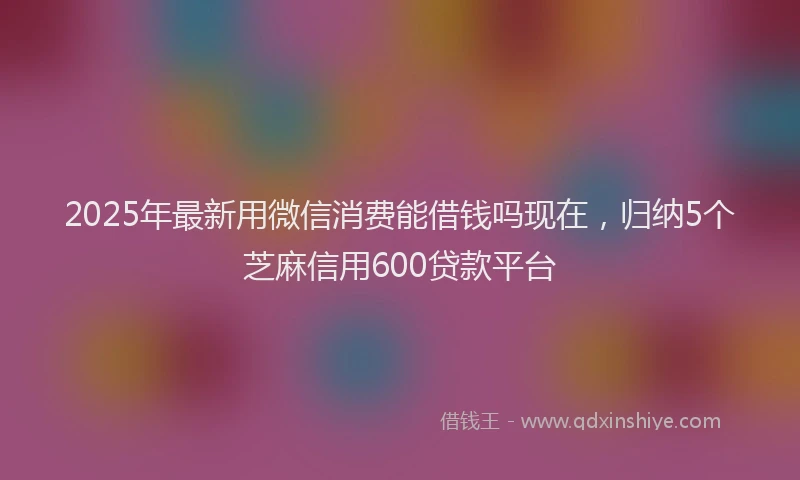 2025年最新用微信消费能借钱吗现在，归纳5个芝麻信用600贷款平台