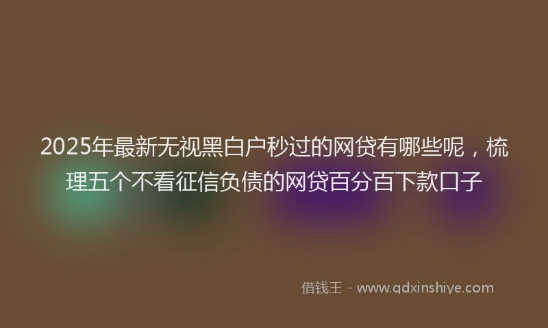 2025年最新无视黑白户秒过的网贷有哪些呢，梳理五个不看征信负债的网贷百分百下款口子