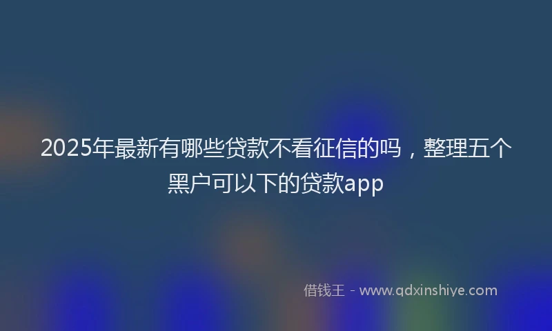 2025年最新有哪些贷款不看征信的吗，整理五个黑户可以下的贷款app