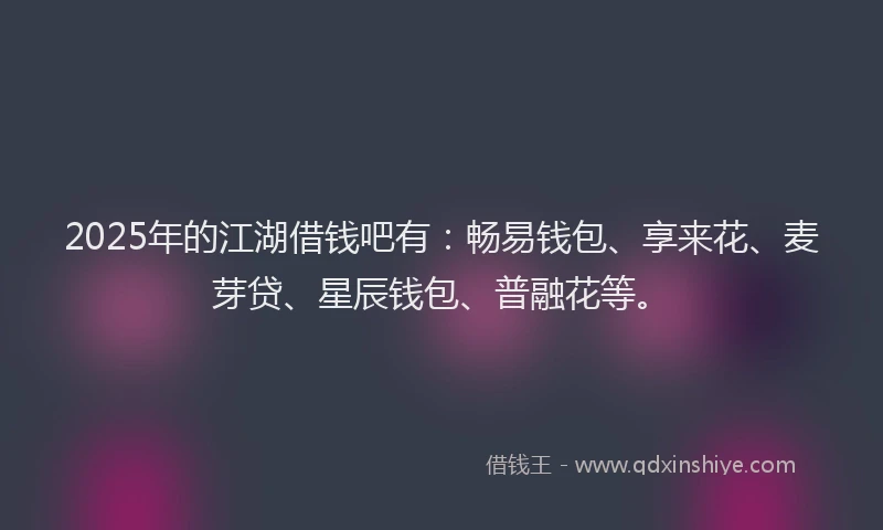 2025年的江湖借钱吧有：畅易钱包、享来花、麦芽贷、星辰钱包、普融花等。