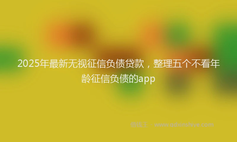 2025年最新无视征信负债贷款，整理五个不看年龄征信负债的app