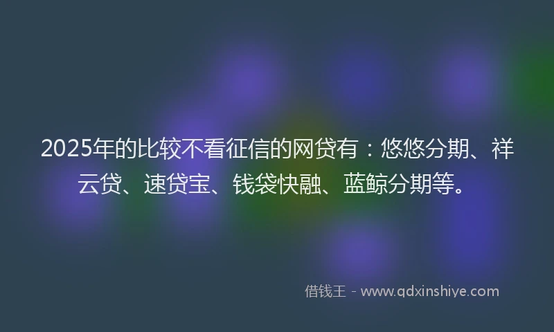 2025年的比较不看征信的网贷有：悠悠分期、祥云贷、速贷宝、钱袋快融、蓝鲸分期等。
