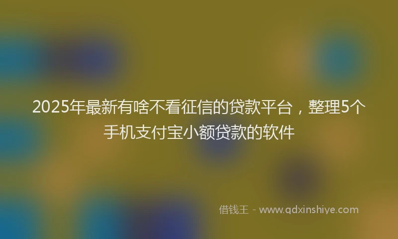 2025年最新有啥不看征信的贷款平台，整理5个手机支付宝小额贷款的软件