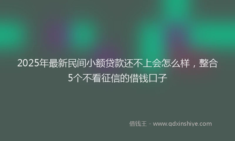 2025年最新民间小额贷款还不上会怎么样，整合5个不看征信的借钱口子