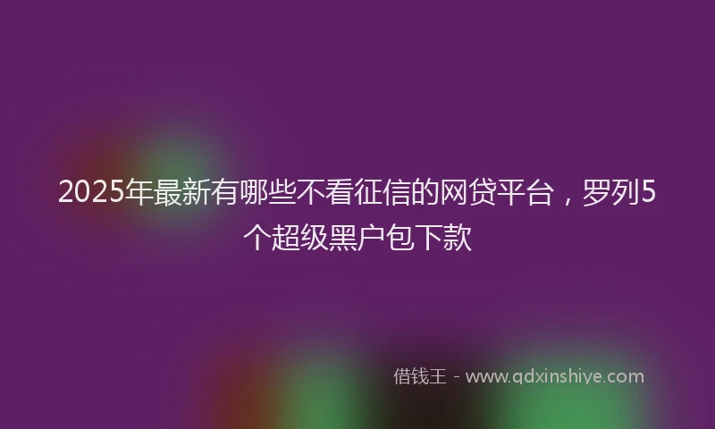 2025年最新有哪些不看征信的网贷平台，罗列5个超级黑户包下款