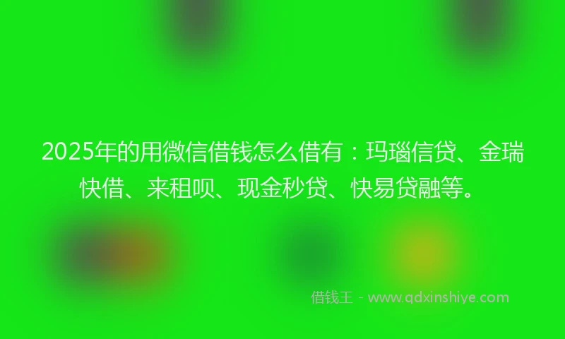 2025年的用微信借钱怎么借有：玛瑙信贷、金瑞快借、来租呗、现金秒贷、快易贷融等。