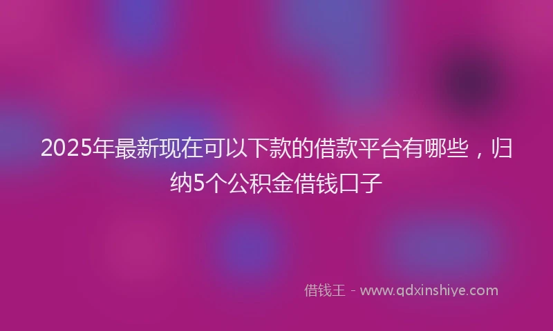 2025年最新现在可以下款的借款平台有哪些，归纳5个公积金借钱口子