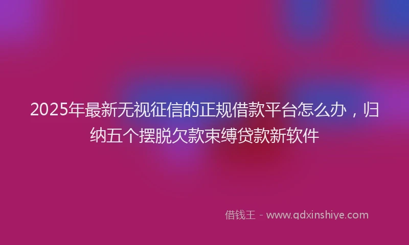 2025年最新无视征信的正规借款平台怎么办，归纳五个摆脱欠款束缚贷款新软件