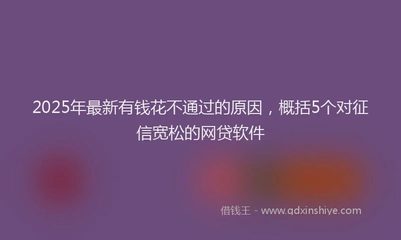 2025年最新有钱花不通过的原因，概括5个对征信宽松的网贷软件