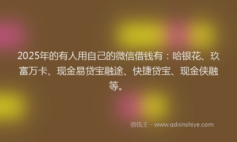 2025年的有人用自己的微信借钱有：哈银花、玖富万卡、现金易贷宝融途、快捷贷宝、现金侠融等。