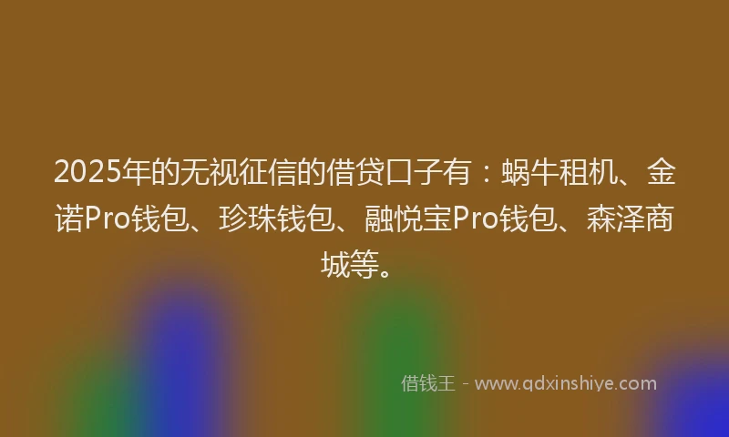 2025年的无视征信的借贷口子有：蜗牛租机、金诺Pro钱包、珍珠钱包、融悦宝Pro钱包、森泽商城等。