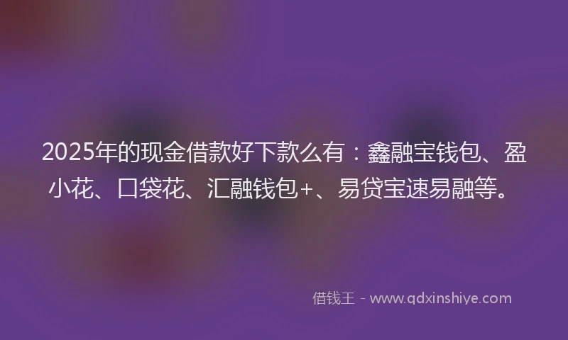 2025年的现金借款好下款么有：鑫融宝钱包、盈小花、口袋花、汇融钱包+、易贷宝速易融等。