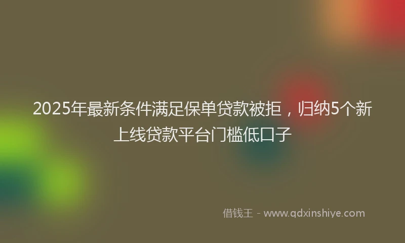 2025年最新条件满足保单贷款被拒，归纳5个新上线贷款平台门槛低口子