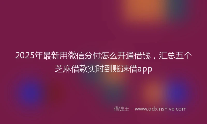 2025年最新用微信分付怎么开通借钱，汇总五个芝麻借款实时到账速借app