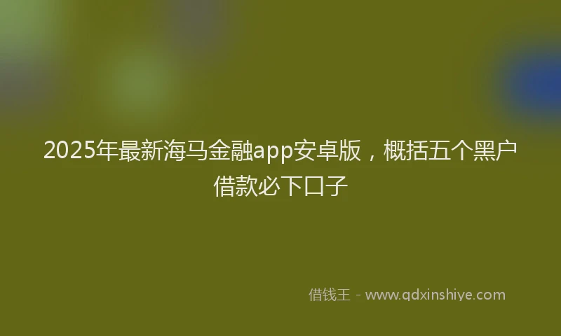 2025年最新海马金融app安卓版，概括五个黑户借款必下口子
