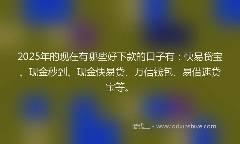 2025年的现在有哪些好下款的口子有：快易贷宝、现金秒到、现金快易贷、万信钱包、易借速贷宝等。