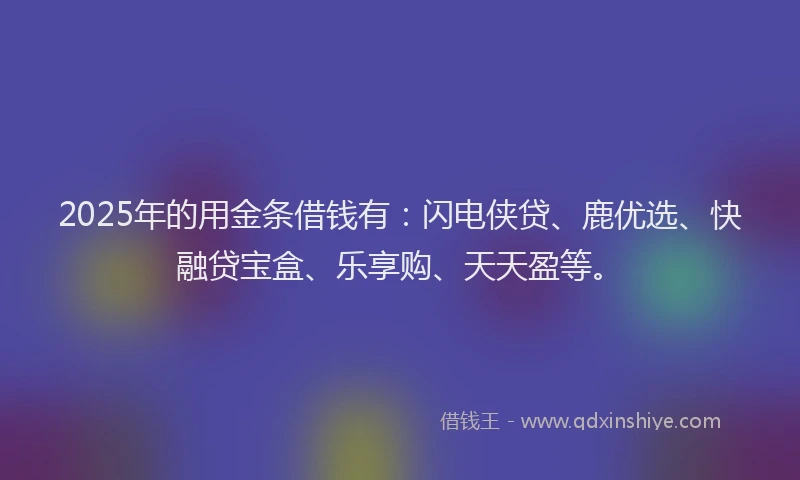 2025年的用金条借钱有：闪电侠贷、鹿优选、快融贷宝盒、乐享购、天天盈等。
