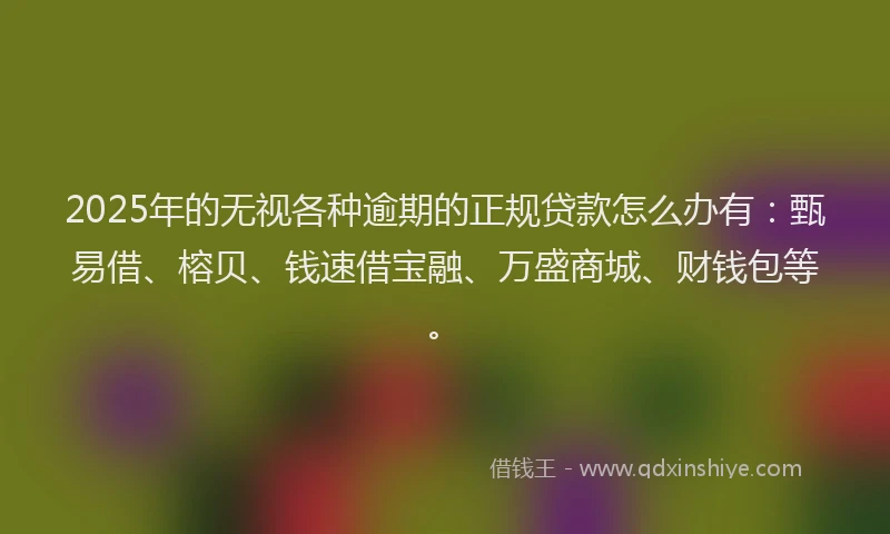 2025年的无视各种逾期的正规贷款怎么办有：甄易借、榕贝、钱速借宝融、万盛商城、财钱包等。