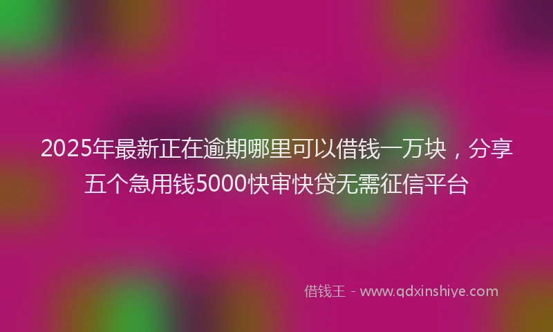 2025年最新正在逾期哪里可以借钱一万块，分享五个急用钱5000快审快贷无需征信平台