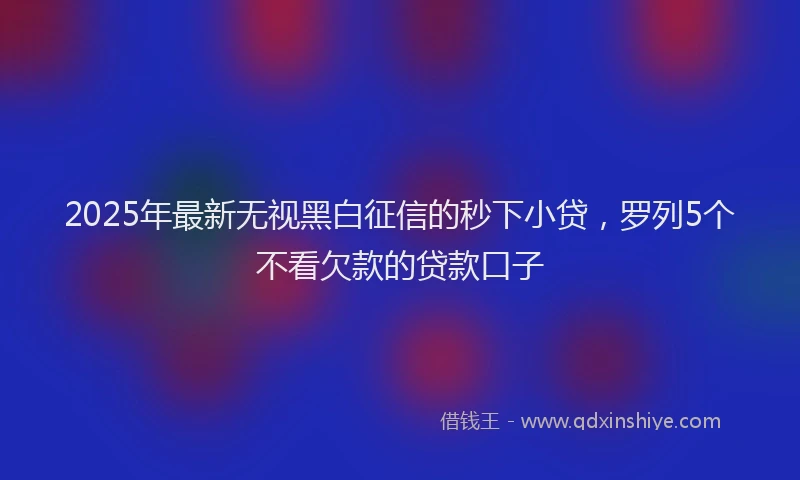 2025年最新无视黑白征信的秒下小贷，罗列5个不看欠款的贷款口子