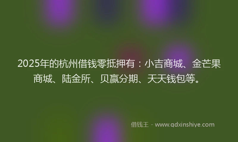 2025年的杭州借钱零抵押有：小吉商城、金芒果商城、陆金所、贝赢分期、天天钱包等。