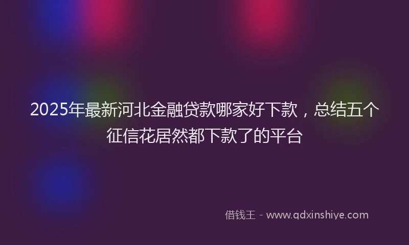 2025年最新河北金融贷款哪家好下款，总结五个征信花居然都下款了的平台