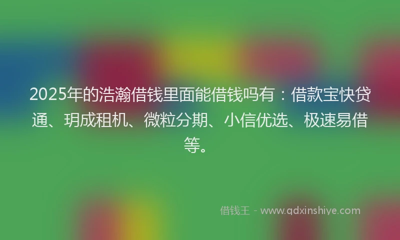 2025年的浩瀚借钱里面能借钱吗有：借款宝快贷通、玥成租机、微粒分期、小信优选、极速易借等。