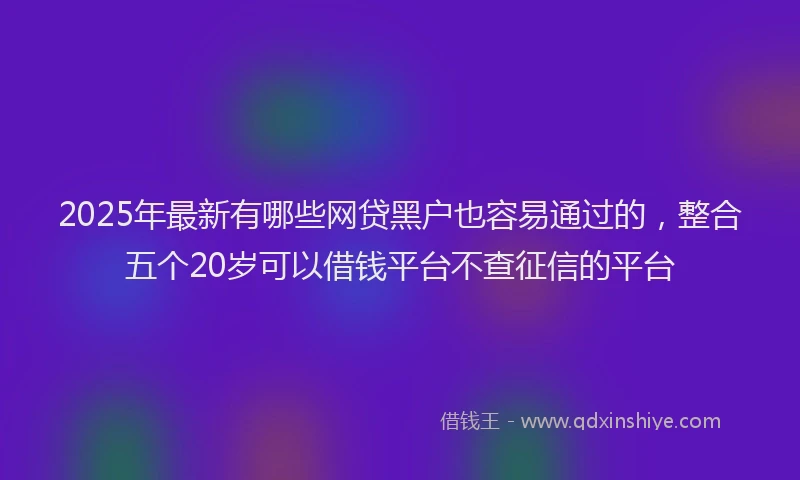 2025年最新有哪些网贷黑户也容易通过的，整合五个20岁可以借钱平台不查征信的平台