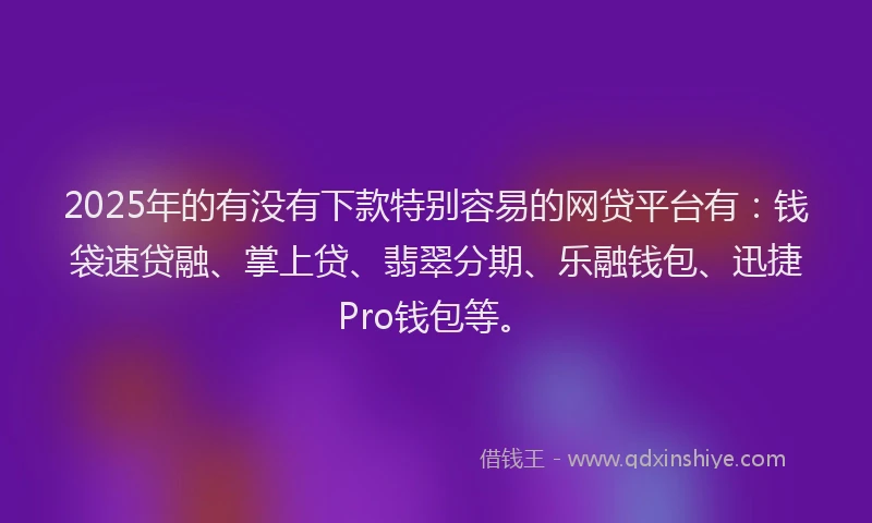 2025年的有没有下款特别容易的网贷平台有：钱袋速贷融、掌上贷、翡翠分期、乐融钱包、迅捷Pro钱包等。