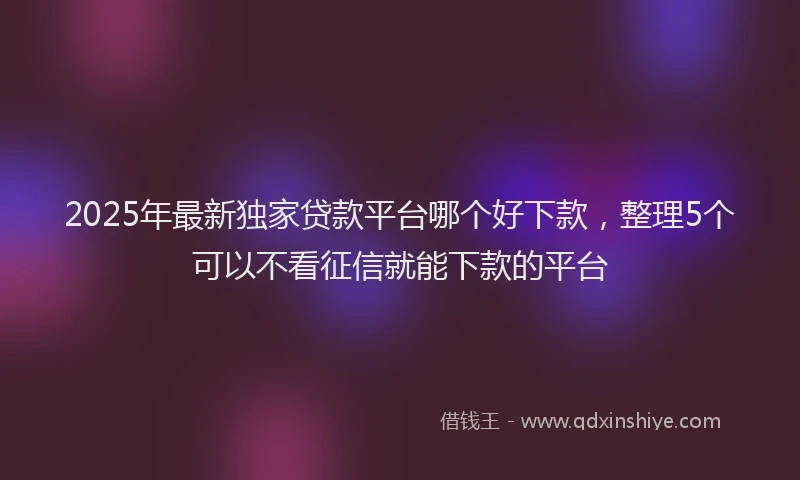 2025年最新独家贷款平台哪个好下款，整理5个可以不看征信就能下款的平台