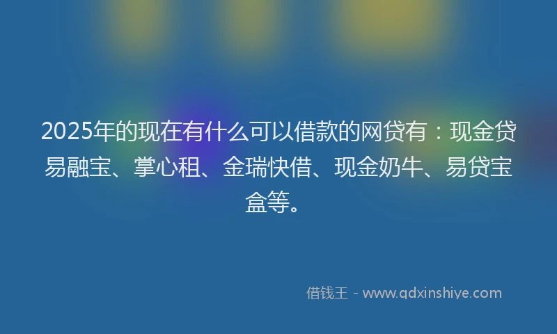 2025年的现在有什么可以借款的网贷有：现金贷易融宝、掌心租、金瑞快借、现金奶牛、易贷宝盒等。