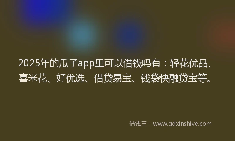 2025年的瓜子app里可以借钱吗有：轻花优品、喜米花、好优选、借贷易宝、钱袋快融贷宝等。