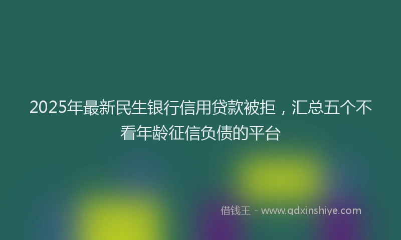 2025年最新民生银行信用贷款被拒，汇总五个不看年龄征信负债的平台