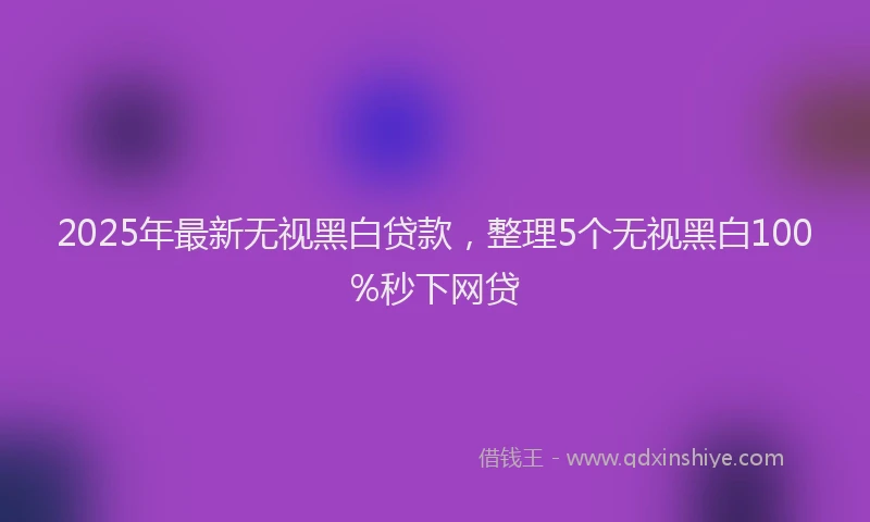 2025年最新无视黑白贷款，整理5个无视黑白100%秒下网贷