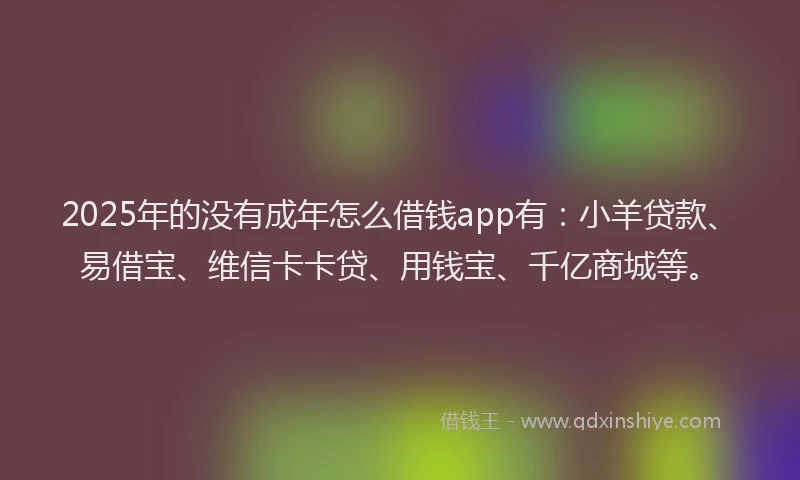 2025年的没有成年怎么借钱app有：小羊贷款、易借宝、维信卡卡贷、用钱宝、千亿商城等。
