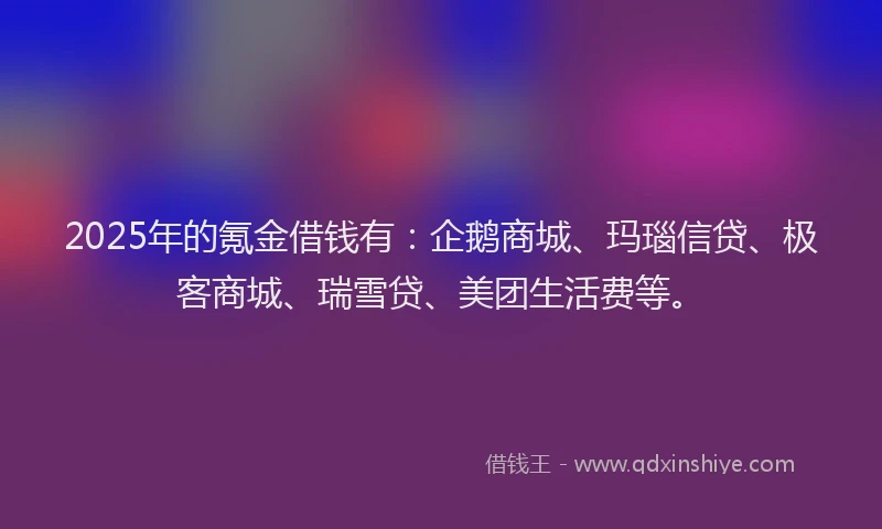 2025年的氪金借钱有：企鹅商城、玛瑙信贷、极客商城、瑞雪贷、美团生活费等。