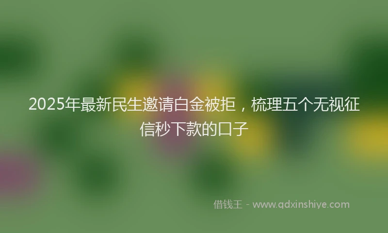 2025年最新民生邀请白金被拒，梳理五个无视征信秒下款的口子