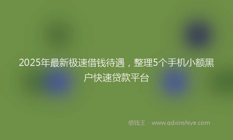 2025年最新极速借钱待遇，整理5个手机小额黑户快速贷款平台